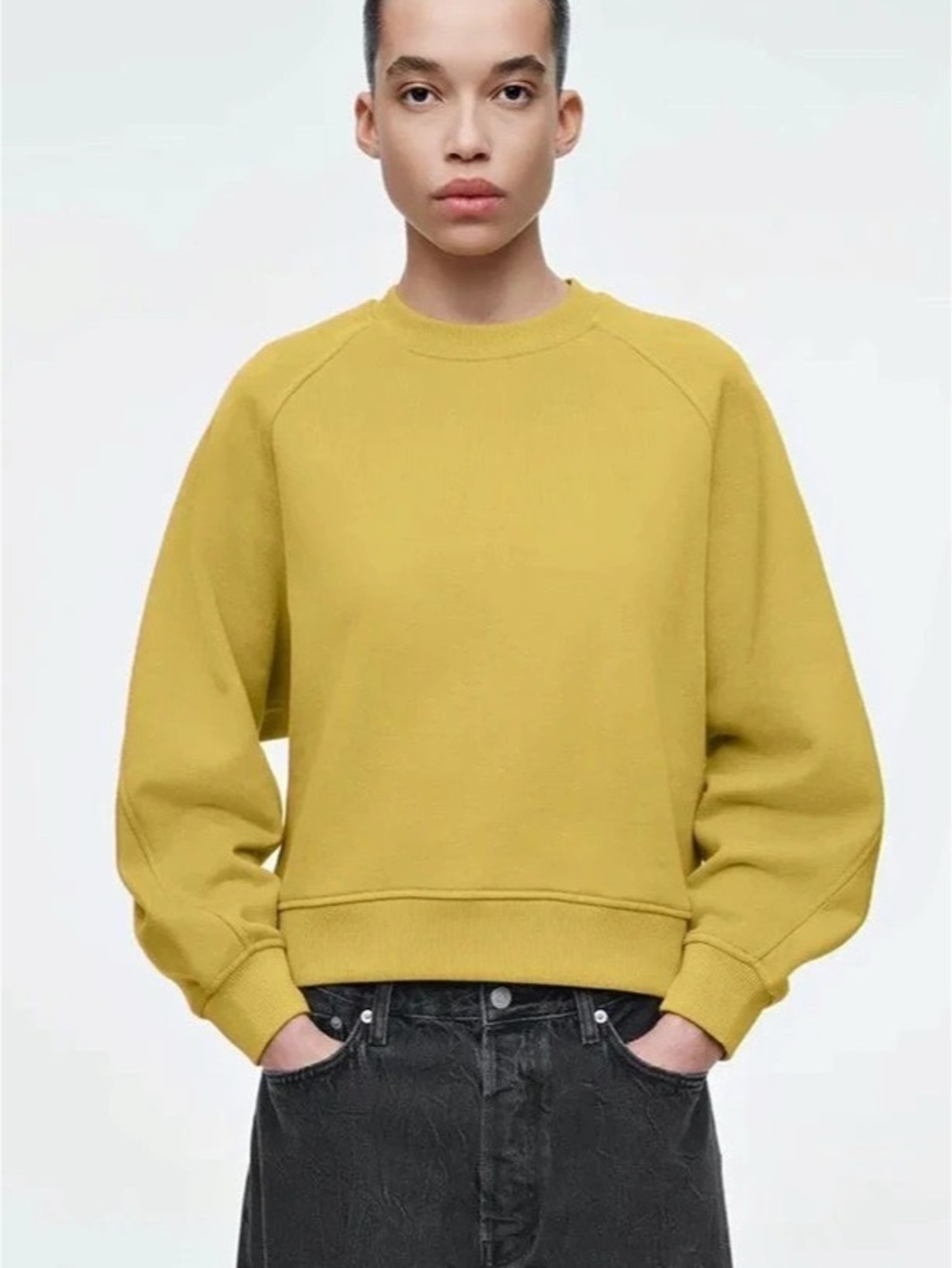 COS 100% Cotton Sweatshirt Yellow Mustard Relaxed Fit